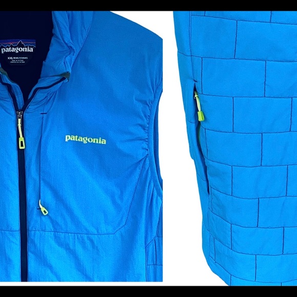 PATAGONIA MENS XXL NANO-AIR VEST LIGHT BLUE/YELLOW - Picture 2 of 16